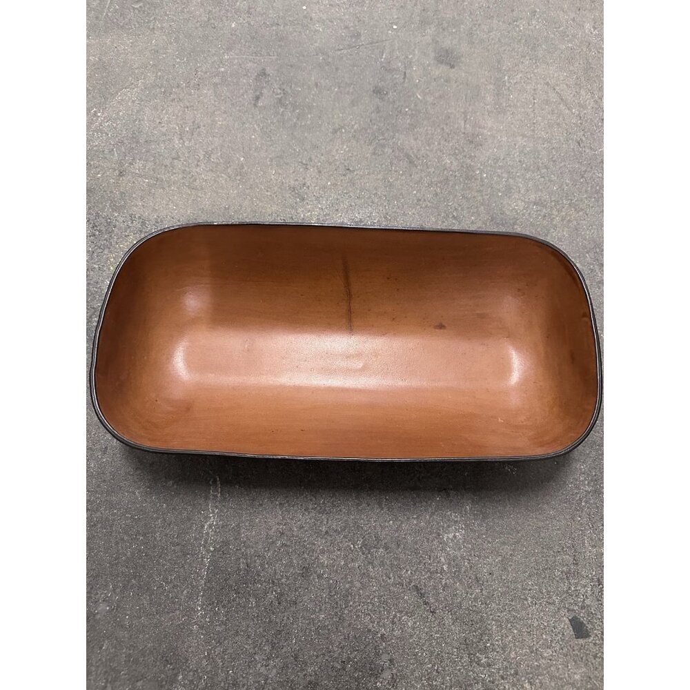 Hunting Season Molded Leather Oversized Oval Bowl in Cognac